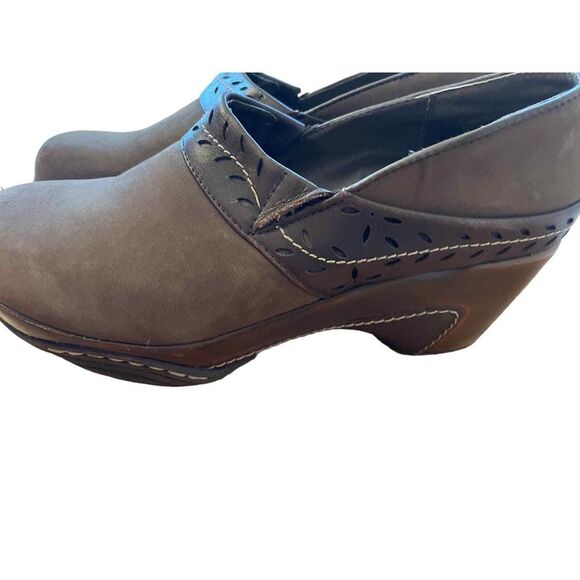 EASY SPIRIT Clogs Wedges Leather Mules Slides High Heels Womens Shoes‎ Sz 7.5 - Picture 1 of 7